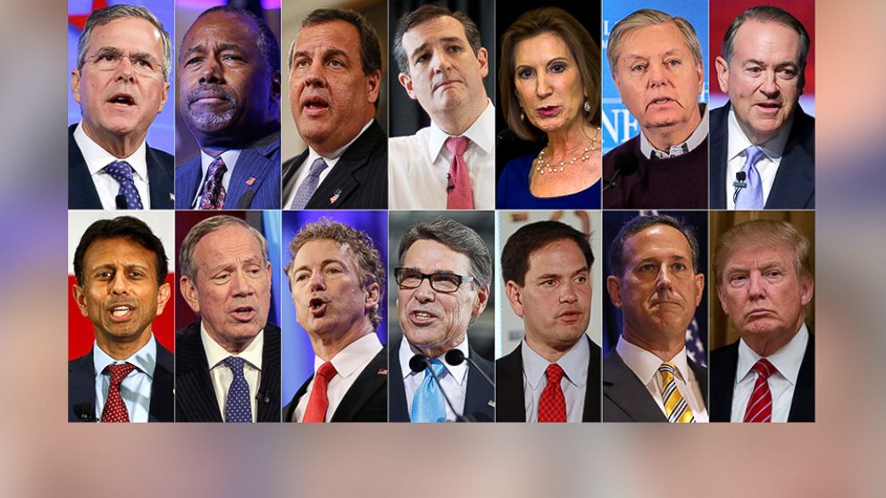 PHOTO: This combo made from file photos shows the 2016 Republican presidential candidates who have officially declared their candidacy as of July 12, 2015.