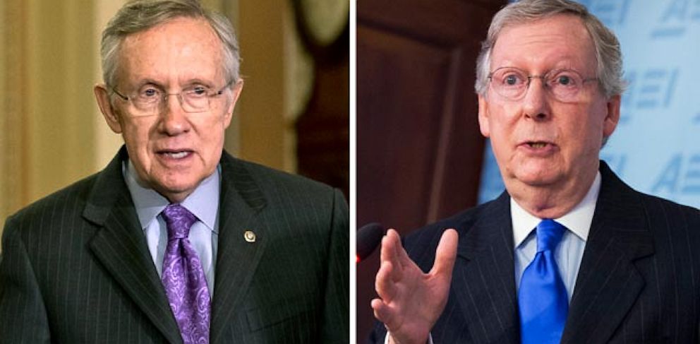 Senate Majority Leader Harry Reid, left