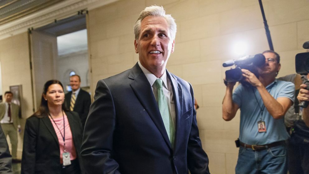 PHOTO: House Majority Whip Kevin McCarthy of Calif., arrives for GOP leadership elections, on Capitol Hill in Washington, June 19, 2014.