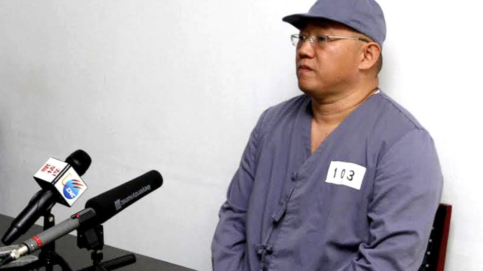 PHOTO: American missionary Kenneth Bae speaks to reporters at Pyongyang Friendship Hospital in Pyongyang, Jan. 20, 2014. Bae, 45, who has been jailed in North Korea for more than a year, appealed for the U.S. to do its best to secure his release.