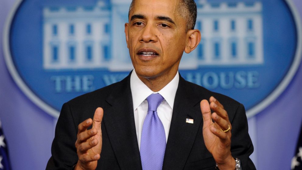 PHOTO: President Barack Obama speaks in the Brady Press Briefing Room of the White House in Washington, May 21, 2014, following his meeting with Veterans Affairs Secretary Eric Shinseki.