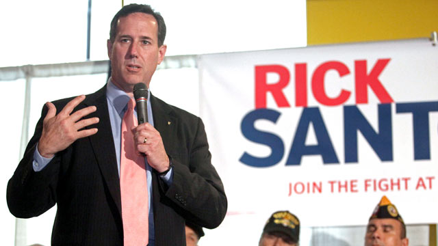 PHOTO: Republican presidential candidate, former Pennsylvania Sen. Rick Santorum, speaks to an audience at a town hall meeting in San Juan, Puerto Rico, March 14, 2012.