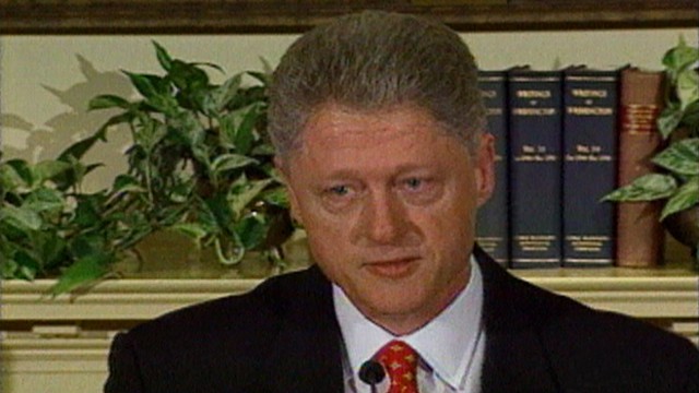 VIDEO: President Clinton denies having affiar with Monica Lewinsky.