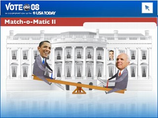 Match-o-matic, Obama and McCain, vote 2008