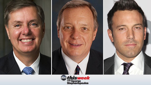 PHOTO: Lindsey Graham and Dick Durbin appear on This Week with George Stephanopolous, airing on ABC.
