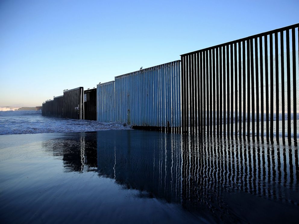 PHOTO: A view of the US-Mexican border fence at Playas de Tijuana, on Jan. 27, 2017, in Tijuana, Mexico.