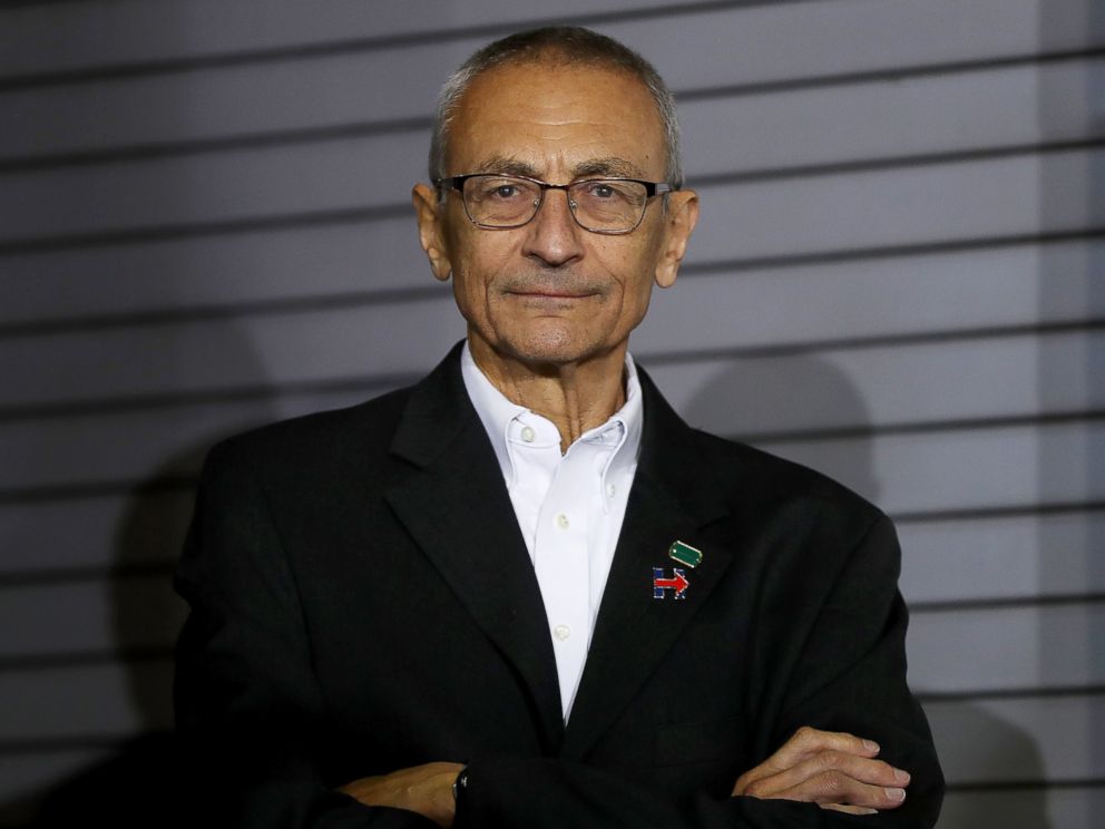 PHOTO: John Podesta, campaign chairman for Democratic presidential nominee former Secretary of State Hillary Clinton, looks on during a campaign rally at The Great Hall at Heinz Field, Nov. 4, 2016 in Pittsburgh, Pennsylvania.
