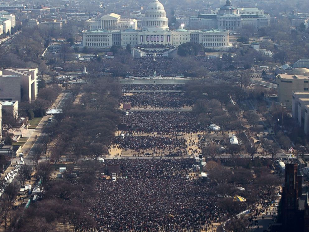 PHOTO: Thousands gather at the Washington Monument for the inauguration of President Barack Obama as 44th U.S. President in Washington D.C. Jan. 20, 2009. Picture taken at approximately 11AM.