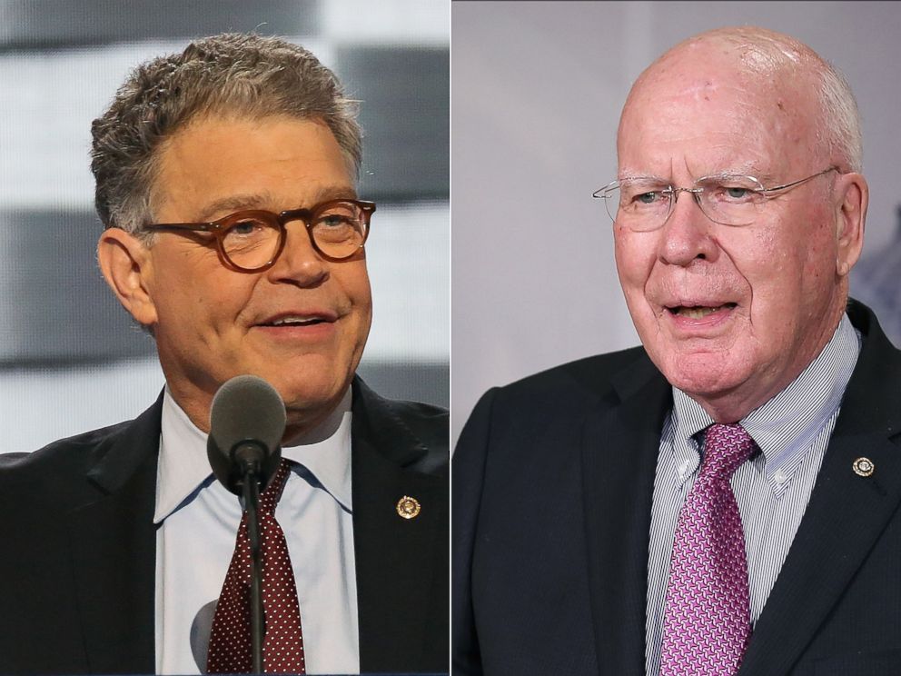 PHOTO: Sen. Al Franken in Philadelphia, July 25, 2016, and Sen. Patrick Leahy at the Capitol, June 2, 2015.