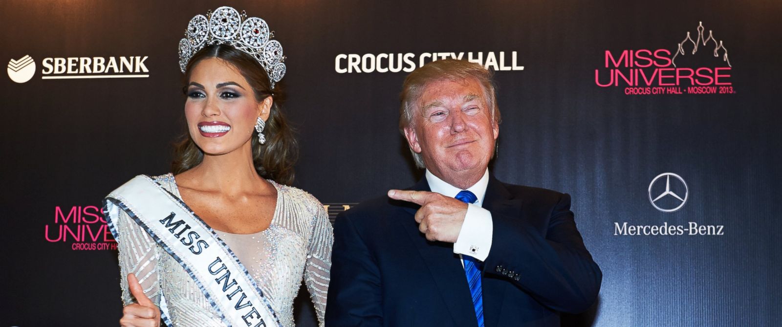 PHOTO: Miss Venezuela 2013, Gabriela Isler, poses after her win at final of the competition Miss Universe 2013 with Donald J. Trump in Crocus City Hall, in Moscow, on Nov. 9, 2013.