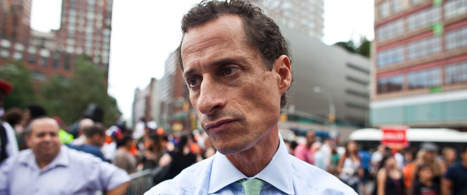 PHOTO: Anthony Weiner makes an appearance in Union Square in support of fast-food workers during a rally in New York, Aug. 29, 2013.