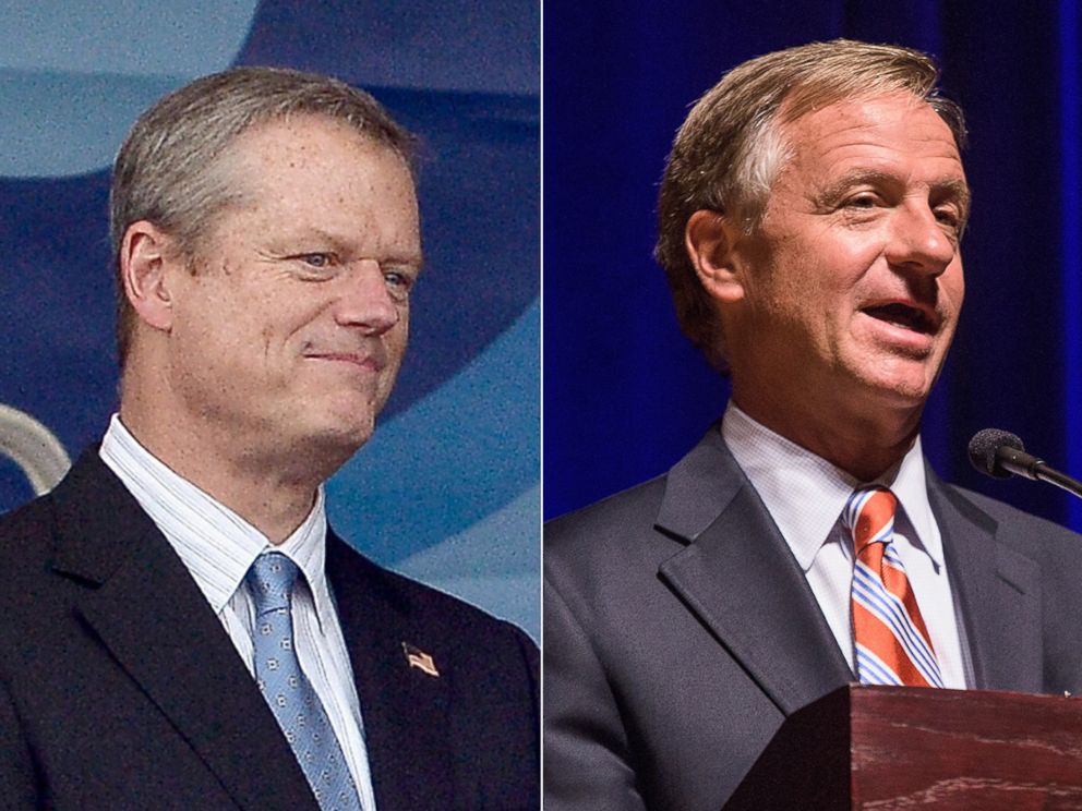 PHOTO: Massachusetts Governor Charlie Baker at the Outside the Box Festival Boston at Boston Common on July 17, 2015 in Boston. Tennessee Governor Bill Haslam attends the 90th birthday celebration of War Memorial Auditorium, Sept.21, 2015 in Nashville.