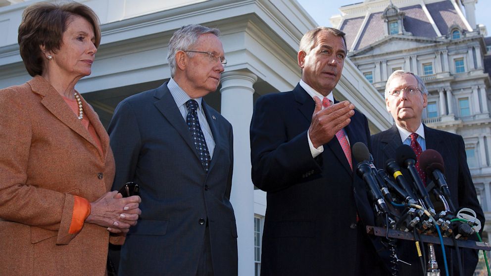 PHOTO: From left, John Boehner, Nancy Pelosi, Harry Reid and Mitch McConnell.