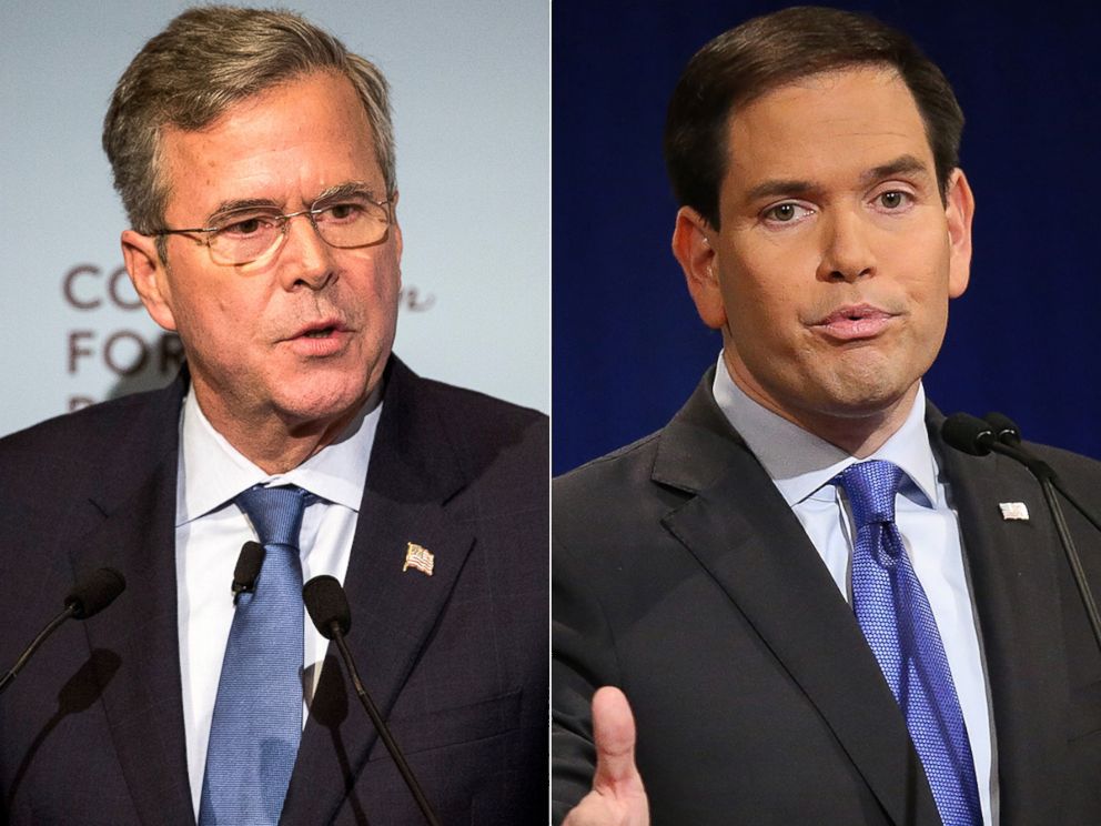 PHOTO: Jeb Bush, left, and Marco Rubio are vying for the White House in the 2016 presidential race.