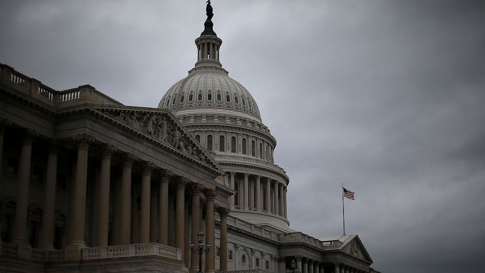 PHOTO: Clouds fill the sky in front of the U.S. Capitol in Washington, DC, Oct. 7, 2013.