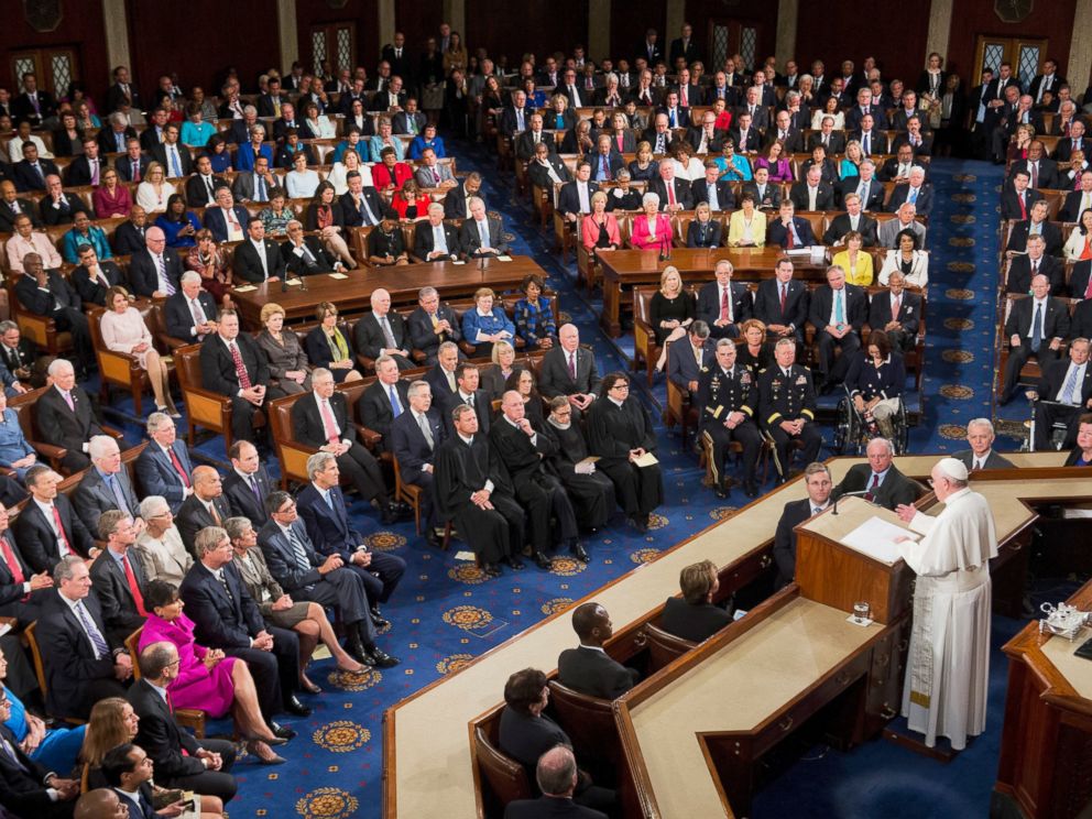 PHOTO: Pope Francis addresses a joint meeting of Congress in the House chamber of the Capitol, Sept. 24, 2015.