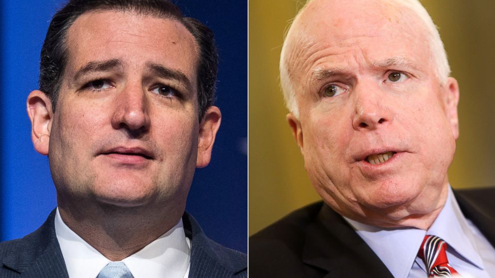 PHOTO: Sen. Ted Cruz, R-Texas, speaks in Washington, Oct. 11, 2013.| Sen. John McCain, R-Ariz. testifies on Capitol Hill in Washington, May 14, 2013.