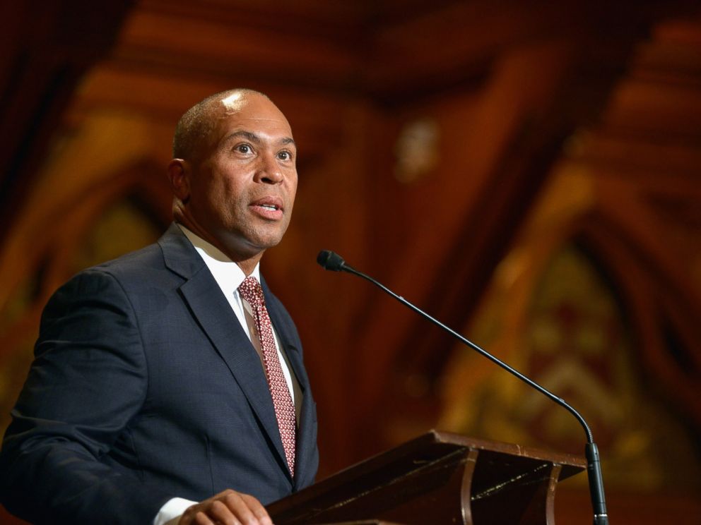PHOTO: Deval Patrick attends the W.E.B. Du Bois Medal Ceremony and introduces John Lewis at Harvard Universitys Sanders Theatre, Sept. 30, 2014 in Cambridge, Massachusetts.