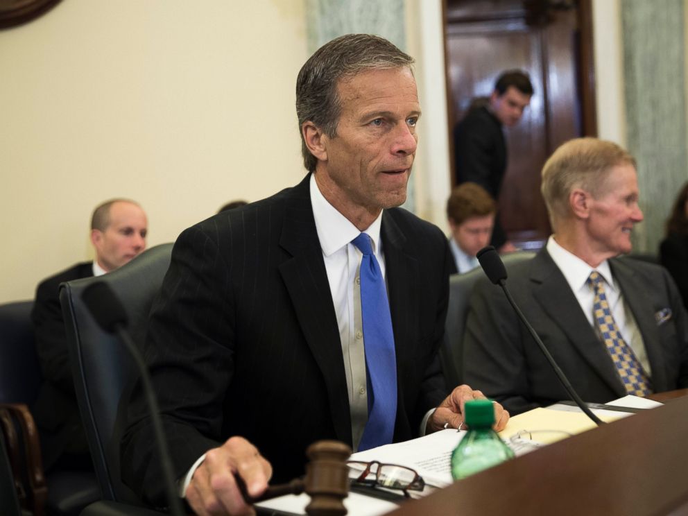 PHOTO: South Dakota Senator John Thune hits the gavel during a Senate Commerce, Science, and Transportation Committee hearing on Capitol Hill, June 23, 2015, in Washington.