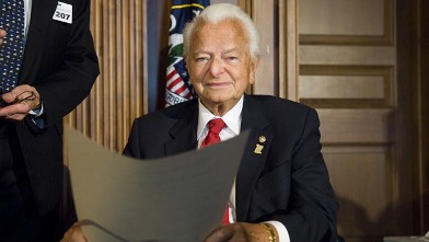 PHOTO: Sen. Robert C. Byrd during a ceremony at the U.S. Capitol honoring him for his contributions to education. The National Council for History Education presented Byrd, its first recipient, with the award named in his honor, in this file photo from Se