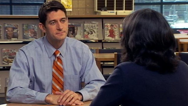PHOTO: House Budget Committee Chairman Paul Ryan talks with ?This Week? anchor Christiane Amanpour.