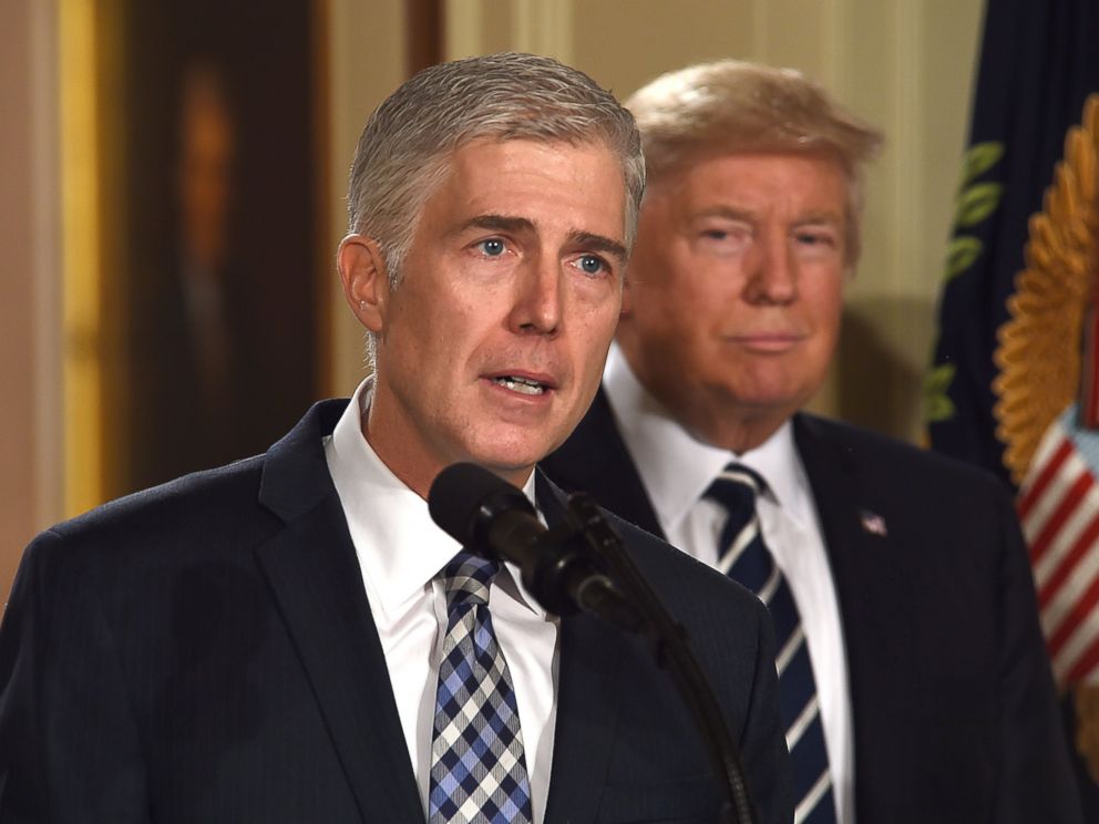PHOTO: Judge Neil Gorsuch speaking in the East room of the White House after being nominated by President Trump for the vacant seat at the US Supreme Court, Jan. 31, 2017.