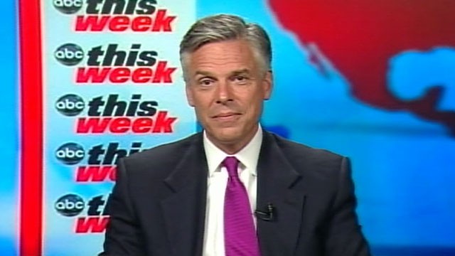 PHOTO: Presidential candidate Jon Huntsman is interviewed on