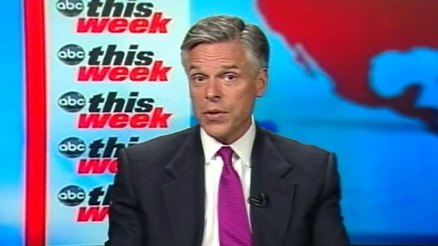 PHOTO: Presidential candidate Jon Huntsman is interviewed on
