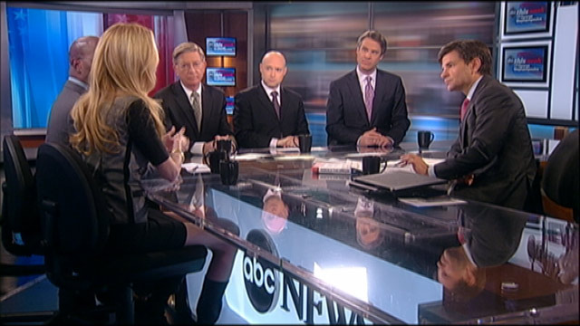 PHOTO: ABC News George Will, The New York Times Matt Bai, Conservative Commentator Ann Coulter, Former White House Environmental Adviser and Author of "Rebuild the Dream" Van Jones, and ABC News Nightline Co-Anchor Terry Moran on "This Week."