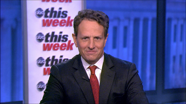 PHOTO: Treasury secretary Timothy Geithner is interviewed on "This Week."