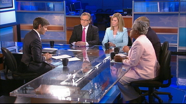 PHOTO: Adviser Eric Fehrnstrom, ABC's George Will, and Democratic Strategist and ABC News Contributor Donna Brazile on "This Week with George Stephanopoulos."