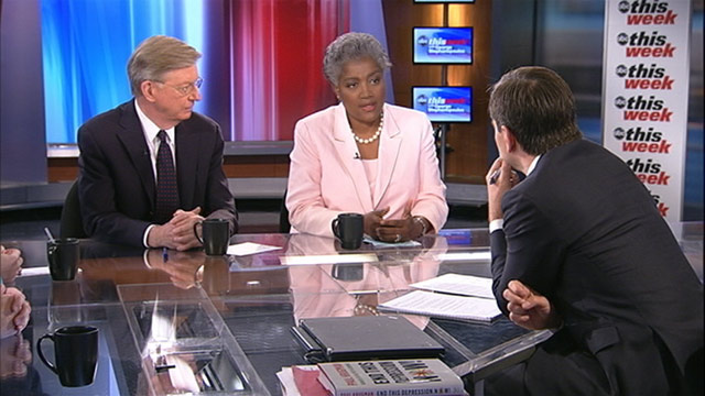 PHOTO: ABC's George Will and Democratic Strategist and ABC News Contributor Donna Brazile on "This Week with George Stephanopoulos."