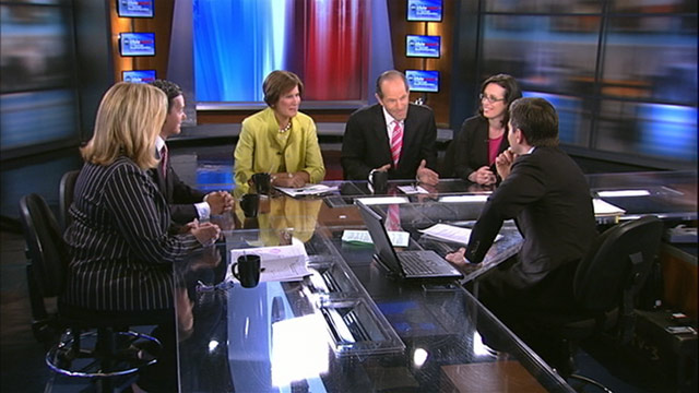 PHOTO: Republican Strategist Mary Matalin, Former New York Governor and Host of "Viewpoint with Eliot Spitzer" on Current TV Eliot Spitzer, Democratic Strategist Hilary Rosen, Founder & Chair of the Faith and Freedom Coalition Ralph Reed, and Senior POLIT