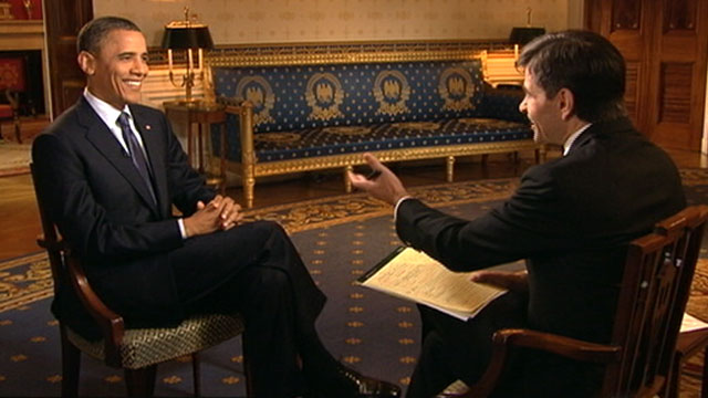 PHOTO: George Stephanopoulos interviews Pres. Obama