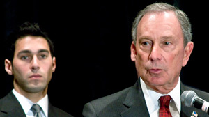 PHOTO New York Mayor Bloomberg (right) launched a television ad in Crystal City, Va., on April 13, 2009, featuring Omar Samaha