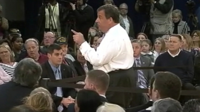 VIDEO: Chris Christie was interrupted by a group of protesters during his town hall meeting.