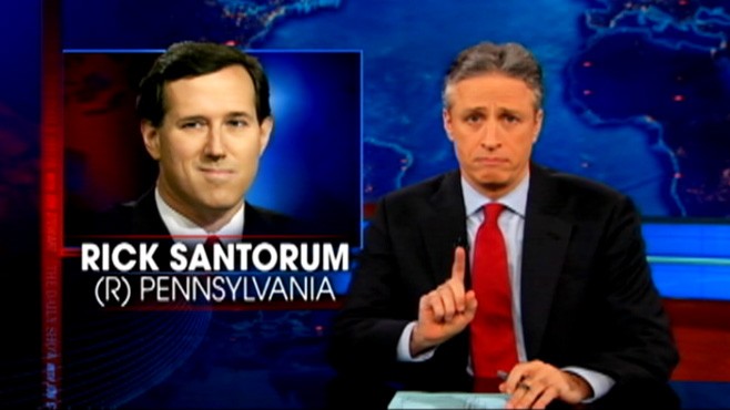 VIDEO: The Daily Show asks viewers to Google 2012 presidential candidate Rick Santorum.