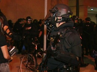 DNC Protesters Met by Police Wall