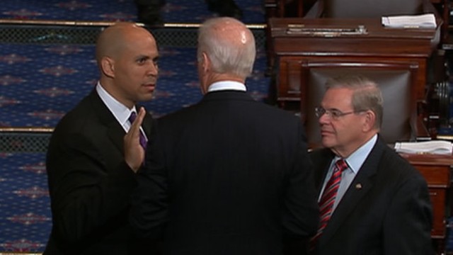 VIDEO: Vice President Joe Biden officiates over the ceremony making the former Newark mayor a senator.