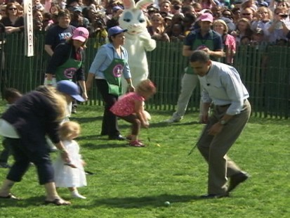 Video of President Barack Obama at White House Easter egg roll.
