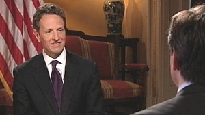 PHOTO Secretary of the Treasury, Timothy Geithner is shown during an interview.