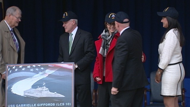 VIDEO: Former Rep. Gabby Giffords attends Pentagon ceremony of Navy ship naming.