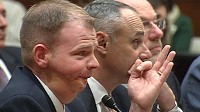PHOTO Oral cancer survivor Gruen Von Behrens testifies in regard to his tobacco addiction and the 34 surgeries he has undergone, April 14, 2010.