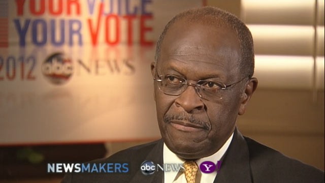PHOTO: GOP Candidate Herman Cain gives an exclusive interview to ABC News Ron Claiborne, Nov. 8, 2011.