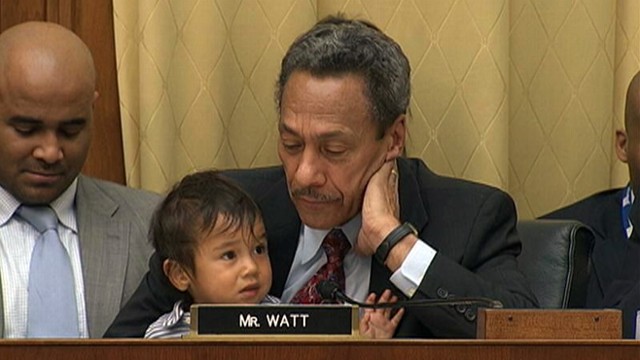 VIDEO: Democratic congressman Mel Watt (N.C.) holds his grandson while questioning U.S. attorney general.