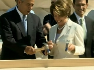 Watch: Boehner Helps Pelosi Hammer Nail Into Inaugural Platform