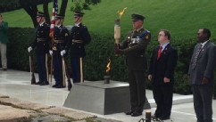 PHOTO: Part of the flame is taken from President John F. Kennedy's memorial on June 18, 2013 at Arlington National Cemetery and is being transported to New Ross, County Wexford, Ireland, where it will be placed at a memorial as a celebration of the fiftie
