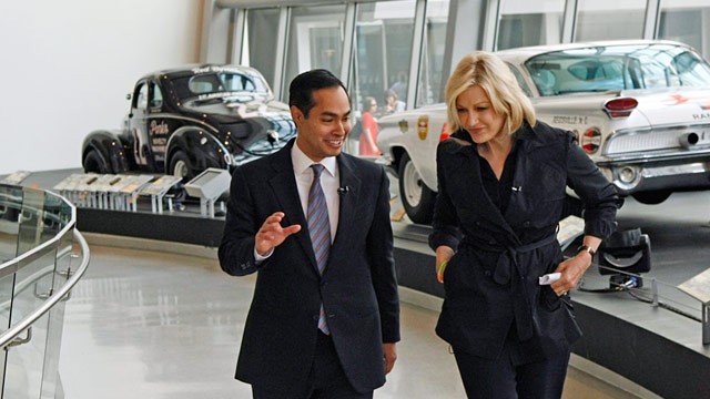 PHOTO: Diane Sawyer interviews San Antonio Mayor Julian Castro on Sept. 4, 2012 in Charlotte, N.C.