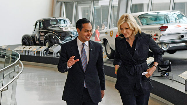 PHOTO: Diane Sawyer interviews San Antonio Mayor Julian Castro on Sept. 4, 2012 in Charlotte, N.C.