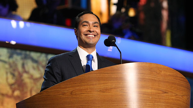 PHOTO: San Antonio Mayor Julian Castro speats at the Democratic National Convention in Charlotte, N.C., Sept. 4, 2012.
